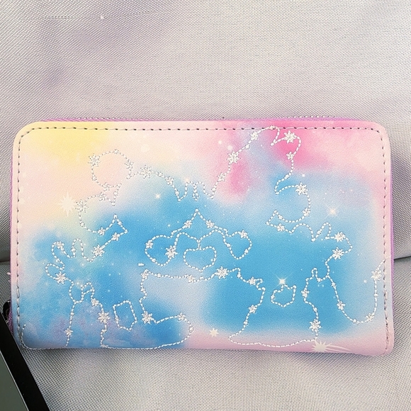 Disney Loungefly Mickey Minnie Mouse Constellation Zip Wallet Pastel New - Picture 2 of 10